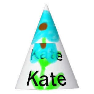 Blue green watercolor add your name text custom  party hat