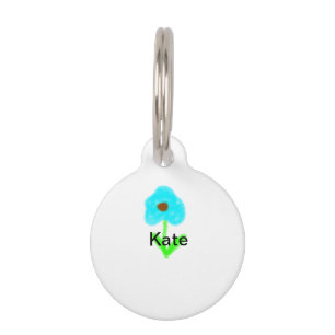 Blue green watercolor add your name text custom pet tag