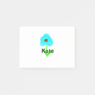 Blue green watercolor add your name text custom  post-it notes