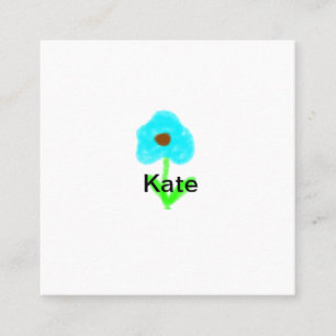Blue green watercolor add your name text custom square business card