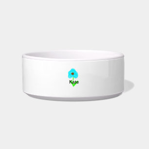 Blue green watercolor add your name text custom t bowl