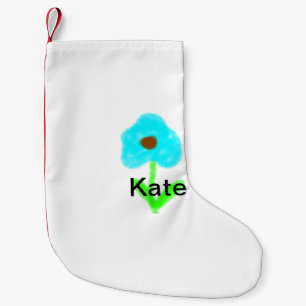 Blue green watercolor add your name text custom t small christmas stocking