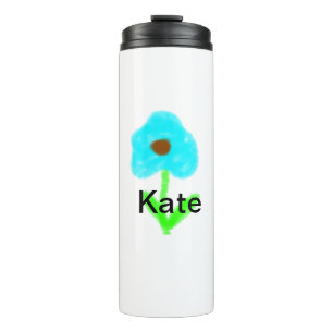 Blue green watercolor add your name text custom  thermal tumbler