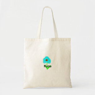 Blue green watercolor add your name text custom tote bag