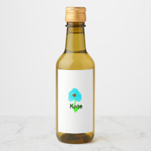 Blue green watercolor add your name text custom wine label