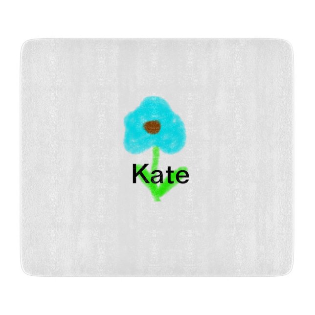 Blue green watercolor add your name text  cutting board (Front)