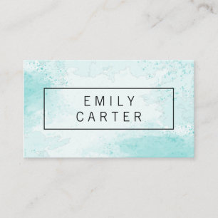 Blue Green Watercolor Business Card