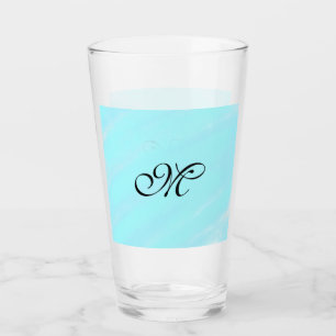 Blue green watercolor monogram add letter pastel glass