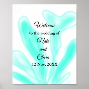 Blue green watercolor sea weed custom wedding  poster