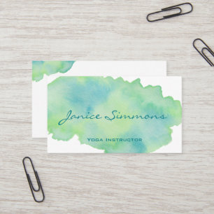 Blue Green Watercolor Wash Business Card