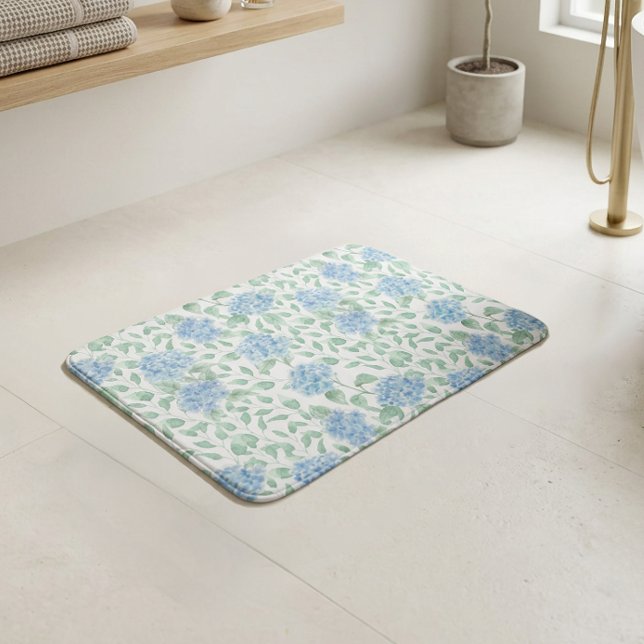 Blue Green Watercolor Wildflower Bath Mat (Blue Green Watercolor Wildflower Bath Mat)
