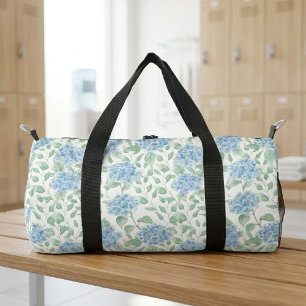 Blue Green Watercolor Wildflower Duffle Bag