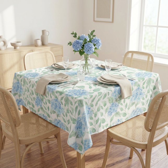 Blue Green Watercolor Wildflower Tablecloth (Blue Green Watercolor Wildflower Table Cloth)