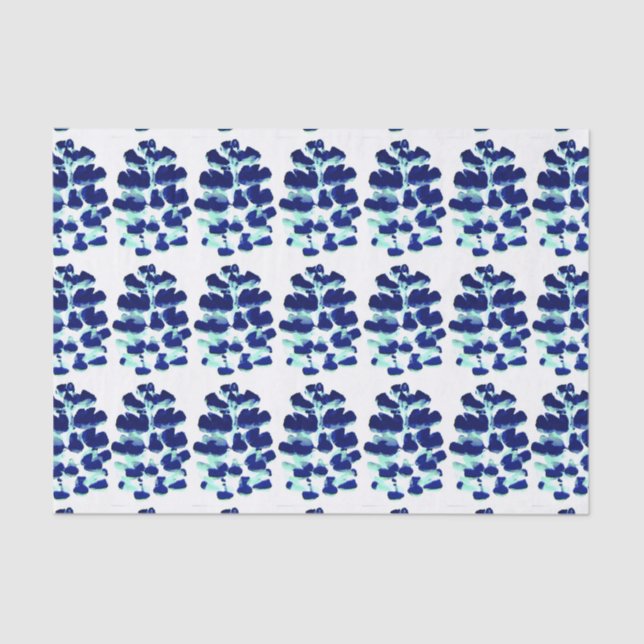 Blue Green Watercolour Lupin Flower Tissue Paper (Front)