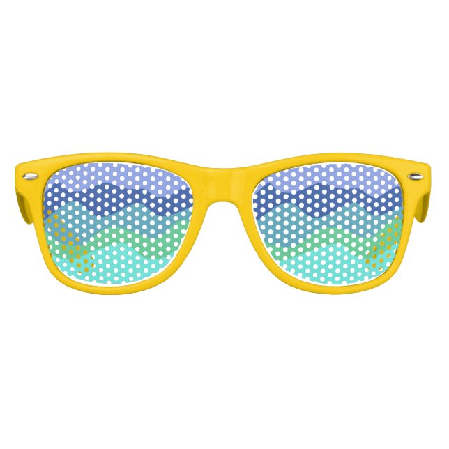 Blue Green Waves Colour Gradient  Kids Sunglasses (Front)