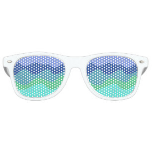 Blue Green Waves Colour Gradient  Retro Sunglasses