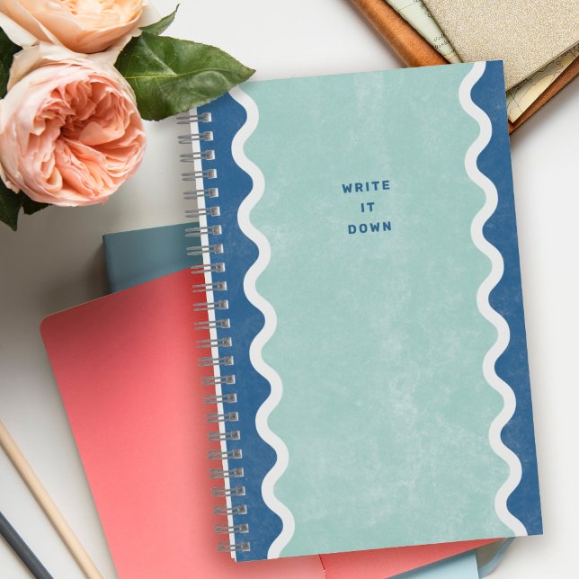 Blue Green Wavy Lines Spiral Journal Notebook (Creator Uploaded)