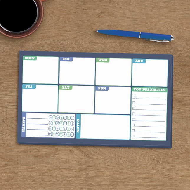Blue Green Weekly Planner Habits & To Do's Post-it Notes (Creator Uploaded)