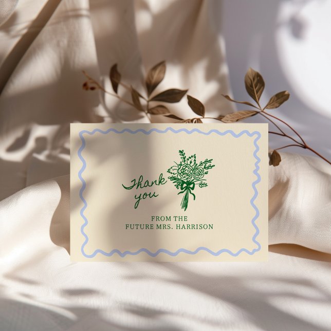 Blue Green Whimsical Handwritten Thank You Card (Creator Uploaded)