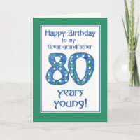 Blue, Green, White 80th Birthday Great-grandfather