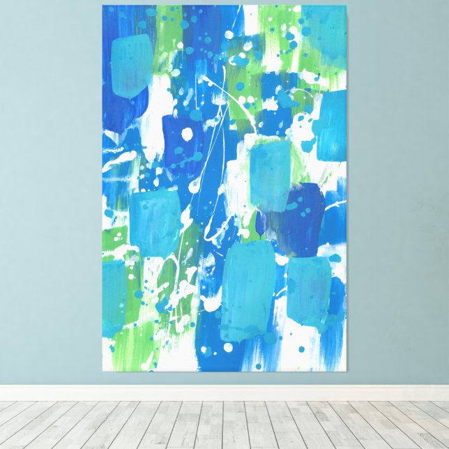 Blue Green White Abstract  Canvas Print (Insitu(Wood Floor))