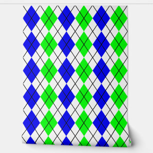 Blue Green White Argyle Diamond Design  Wallpaper