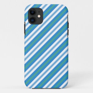 Blue, Green, White Diagonal Stripes Case-Mate iPhone Case