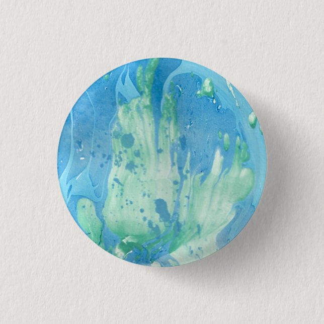 Blue Green White Marble Look Modern Abstract 3 Cm Round Badge (Front)