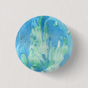 Blue Green White Marble Look Modern Abstract 3 Cm Round Badge