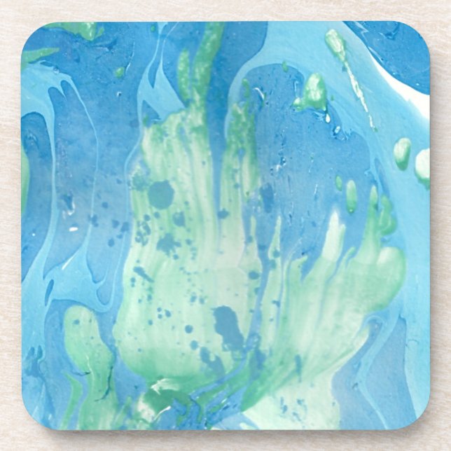 Blue Green White Marble Look Modern Template Coaster (Front)