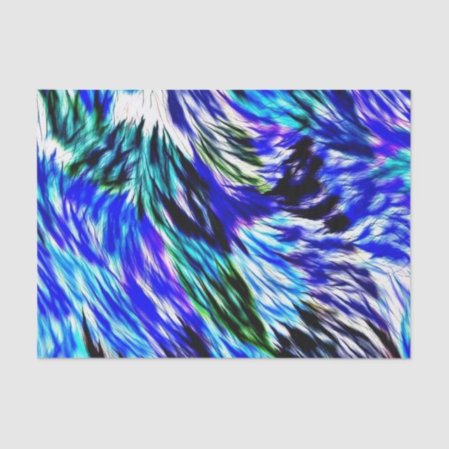 Blue Green White Purple Tie Dye Abstract Pattern Tissue Paper (Front)