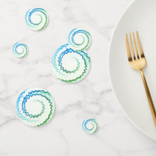 Blue Green white swirl tie dye funky party Confetti