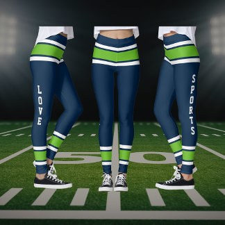 Blue Green White Team Jersey Colours Love Sports Leggings
