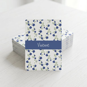 Blue Green Wildflower Watercolor Monogram Name Playing Cards
