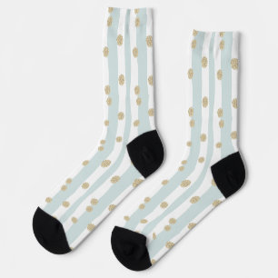 Blue Green with Gold Glitter Design Socks