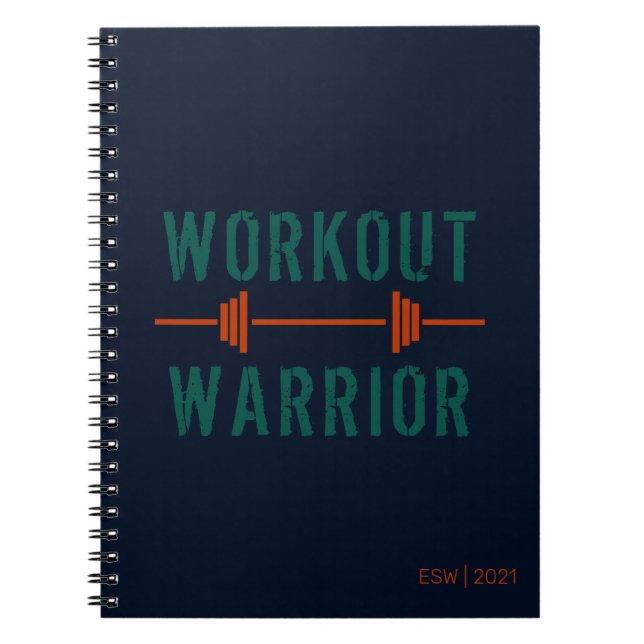 Blue Green Workout Warrior Fitness Journal (Front)