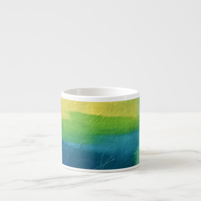 Blue, Green, Yellow Abstract Espresso Mug (Front)