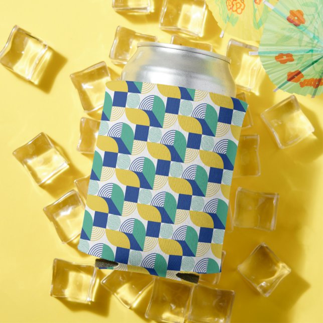 Blue Green Yellow Abstract Geometric Pattern Can Cooler (In Situ Summer)