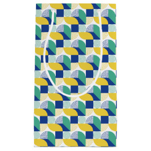 Blue Green Yellow Abstract Geometric Pattern Small Gift Bag