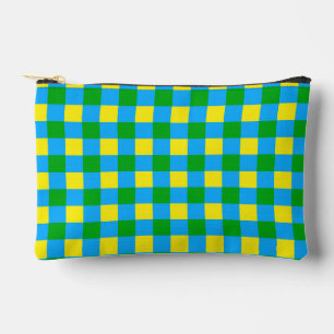 Blue Green Yellow Check Plaid Pattern Design Accessory Pouch