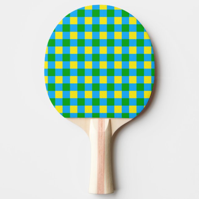 Blue Green Yellow Check Plaid Pattern Design  Ping Pong Paddle (Front)