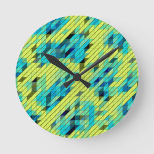 Blue Green Yellow COOL Pattern  Round Clock