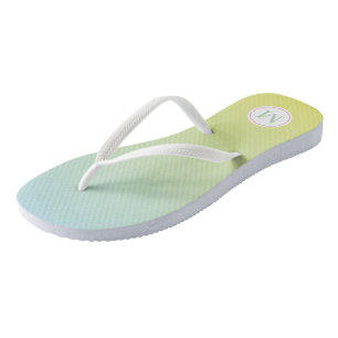 Blue Green Yellow Ombre Monogram Flip Flops