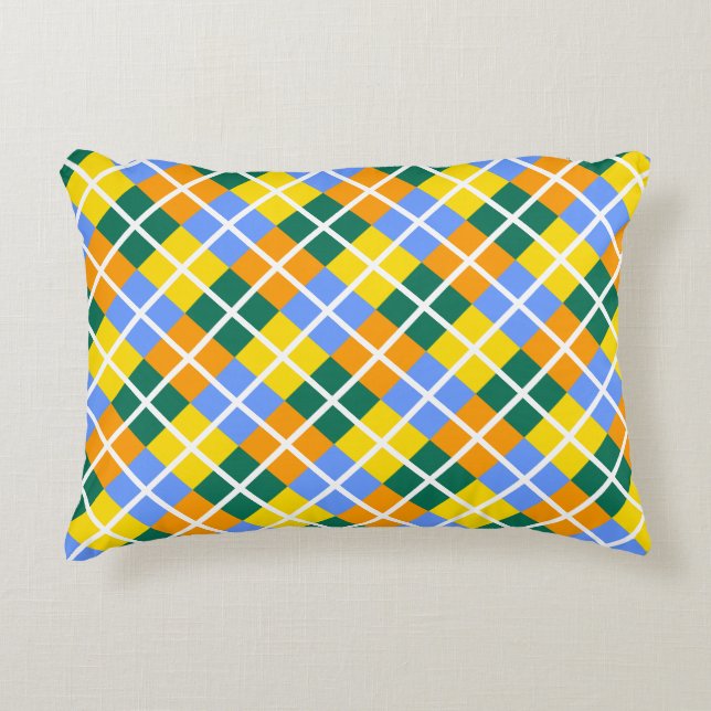 Blue Green Yellow Orange Decorative Cushion (Front)