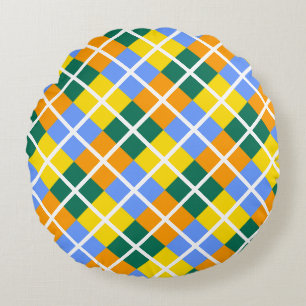 Blue Green Yellow Orange Round Cushion
