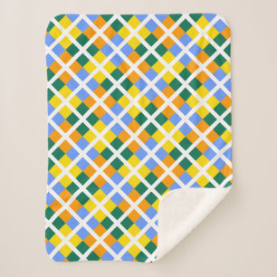 Blue Green Yellow Orange Sherpa Blanket