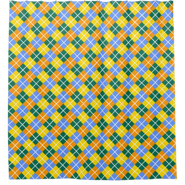 Blue Green Yellow Orange Shower Curtain (Front)