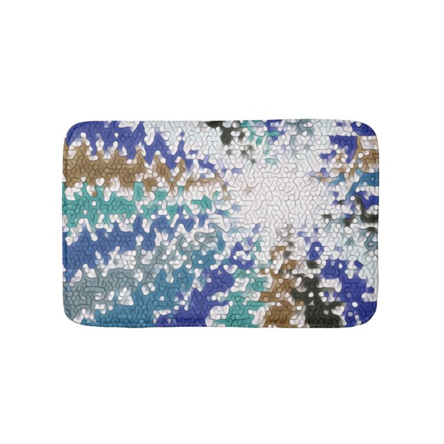 Blue Green Yellow Unique Pattern Bath Mat (Front)