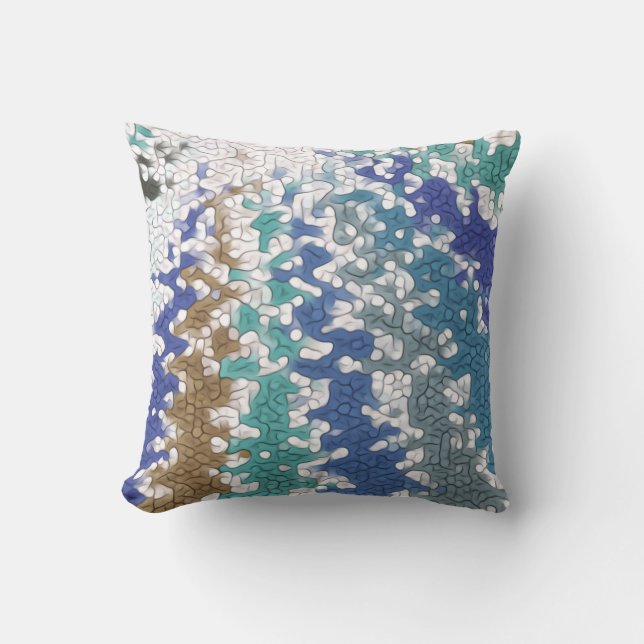 Blue Green Yellow Unique Pattern Cushion (Front)