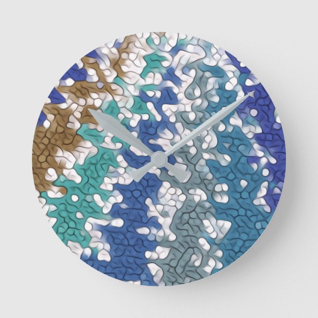 Blue Green Yellow Unique Pattern Round Clock (Front)